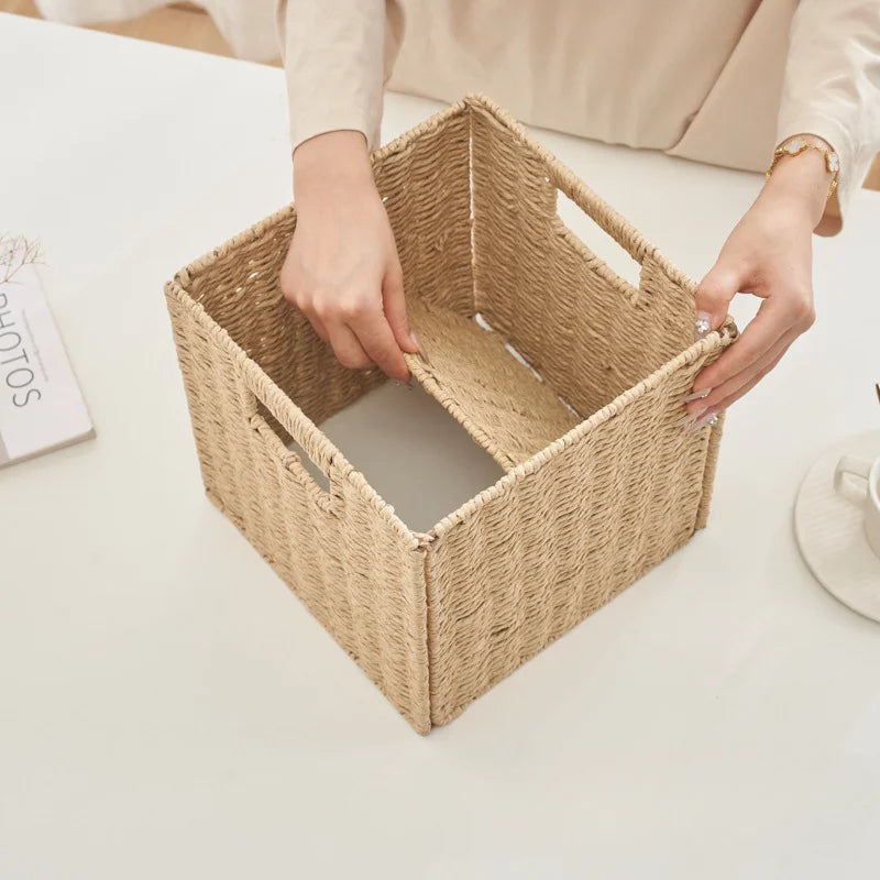 Caixas De Armazenamento De Cubo De Tecido com Alça, Cesta Dobrável, Organizador, Lavanderia, Móveis, Prateleiras no Armário