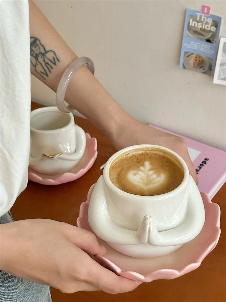 Ahunderjiaz-canecas de cerâmica amarelas bonitos, porta-copos de café, utensílios domésticos, decorações home, Copa Kawaii