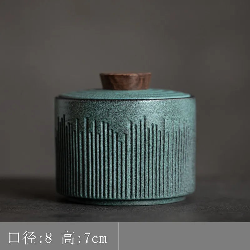 Pequeno Ceramic Tea Caddy Coffee Can, Lanches portáteis Frasco Selado, Tanque De Armazenamento Decorativo, Organizador De Alimentos, Frascos De Doces