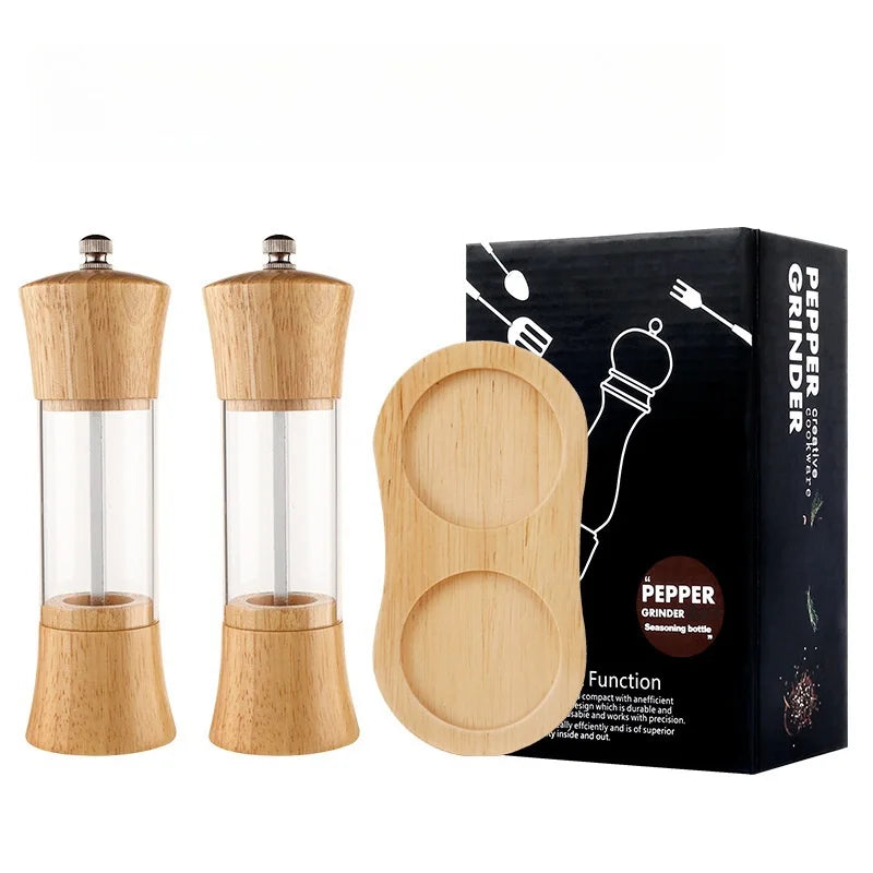 Moinhos De Núcleo De Cerâmica De Madeira Com Base, Moedor Manual, Ferramenta De Cozinha Multifuncional, Fit Para Especiarias, Sal, Pimenta, Churrasco, 6"
