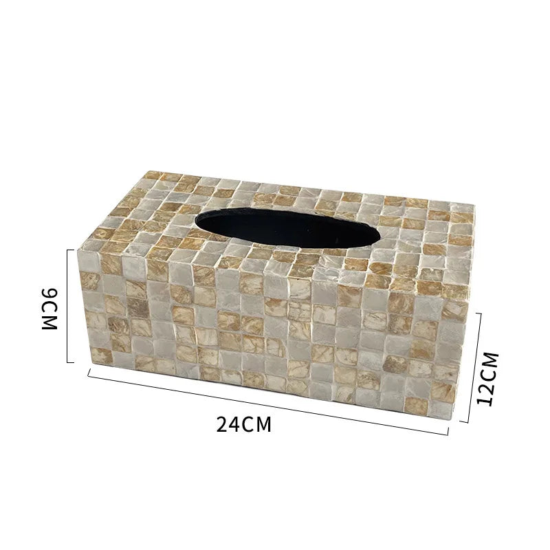 Ahunderjiaz-Caixa de tecido de concha colorida criativa, organizador de tecido, sala de estar, enfeites de mesa, decoração de casa