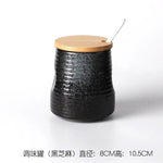 Frasco De Tempero De Cerâmica Com Colher, Frasco De Especiarias De Açúcar De Sal, Conjunto De Caixa De Tempero De Glutamato Monossódico, Suprimentos De Cozinha Vintage