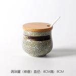 Frasco De Tempero De Cerâmica Com Colher, Frasco De Especiarias De Açúcar De Sal, Conjunto De Caixa De Tempero De Glutamato Monossódico, Suprimentos De Cozinha Vintage