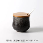 Frasco De Tempero De Cerâmica Com Colher, Frasco De Especiarias De Açúcar De Sal, Conjunto De Caixa De Tempero De Glutamato Monossódico, Suprimentos De Cozinha Vintage