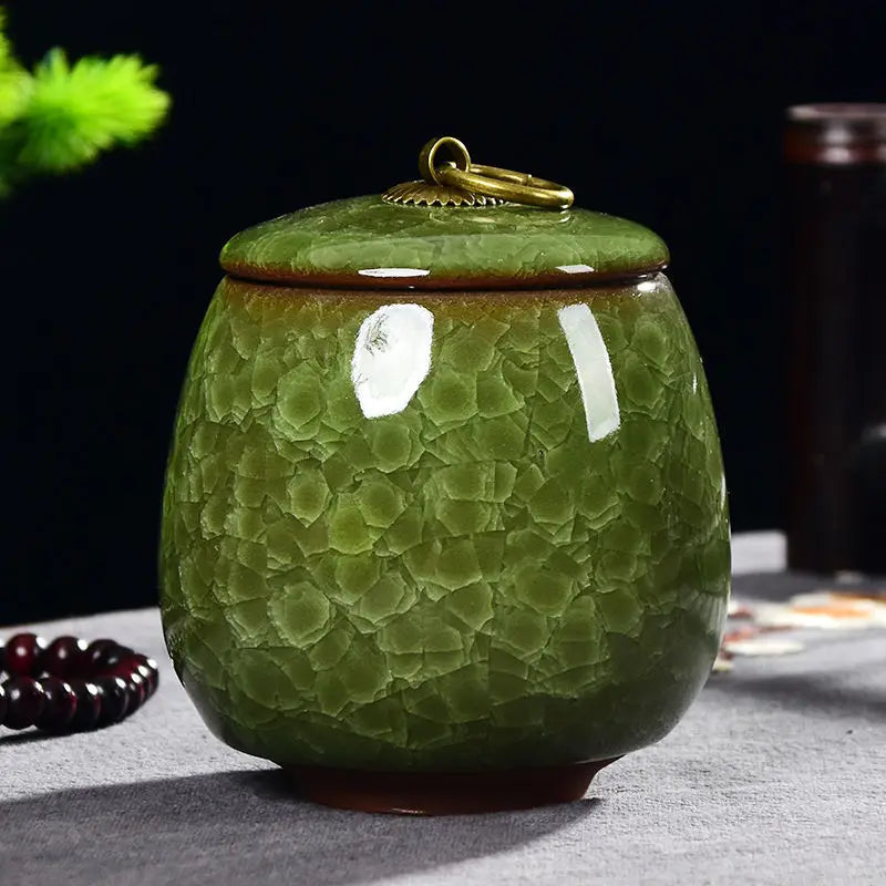 Criativo Ice Crack Cerâmica Chá Caddy, Mini Portátil Selado Jar, Castiçal, Vela Frasco com Tampa, Caixa De Jóias, Porcelana, Home Decor