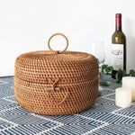Cesta de Frutas com Tampa de Rattan