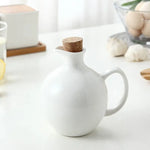 Chaleira de óleo esmaltada de porcelana criativa, recipiente interior de especiarias, chaleira de óleo de cerâmica branca vintage, garrafa de armazenamento de óleo de cozinha para casa