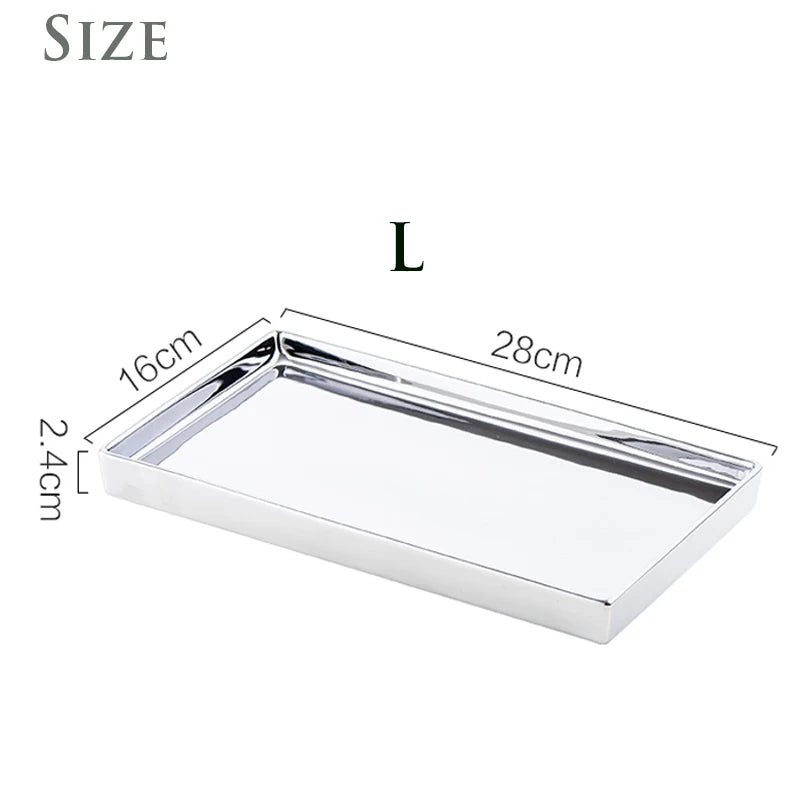 Bandeja De Cerâmica De Prata Galvanizada Bandeja Retangular De Armazenamento De Jóias Ornamento De Sala De Estar Decoração De Casa, Luxo Acessível