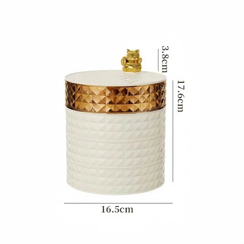 Caixas de armazenamento plásticas que podem girar para organizar e colocar, petiscos, doces, bandejas de frutas, cremalheira home do armazenamento, 4 camadas