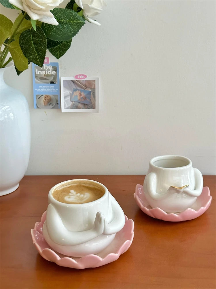 Ahunderjiaz-canecas de cerâmica amarelas bonitos, porta-copos de café, utensílios domésticos, decorações home, Copa Kawaii