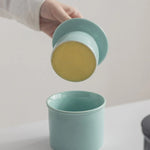 Copo cerâmico com tanque de óleo amarelo, Água selada com tampa, Tanque selado queijo, Caixa de manteiga estilo ocidental criativo