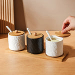 Jarra de cerâmica com padrão de pedra criativa, pote de óleo, garrafa de pimenta, cozinha doméstica, pimenta, açúcar, sal, recipiente de armazenamento de alimentos