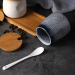 Frasco De Tempero De Cerâmica Com Colher, Frasco De Especiarias De Açúcar De Sal, Conjunto De Caixa De Tempero De Glutamato Monossódico, Suprimentos De Cozinha Vintage