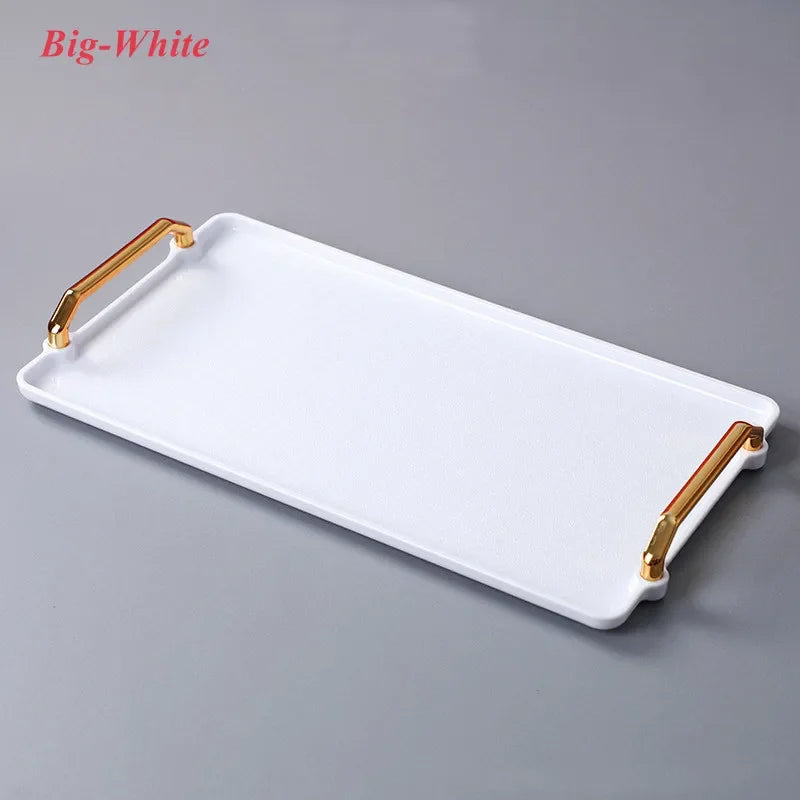 Bandeja retangular plástica de luxo, Bandejas de armazenamento para café, doces, caneca, frutas, sobremesa, festa, casa, organizador de cozinha