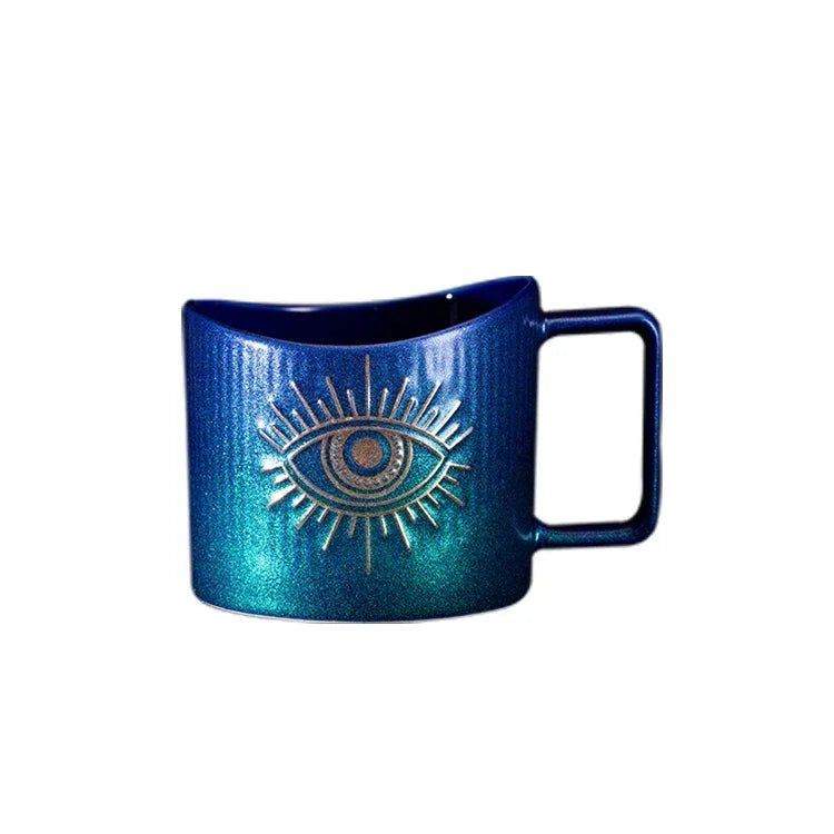 420ml cerâmica drinkware canecas copos de café criativo colorido olhos xícara de chá escritório casa drinkware microondas forno casal handgrip copos