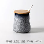 Frasco De Tempero De Cerâmica Com Colher, Frasco De Especiarias De Açúcar De Sal, Conjunto De Caixa De Tempero De Glutamato Monossódico, Suprimentos De Cozinha Vintage