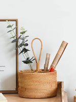 Caixa De Armazenamento De Rattan Artesanal Para Sala De Estar, Cesta De Mesa De Café, Top De Vinho Tinto, Rack De Armazenamento, Decoração De Mobiliário Doméstico