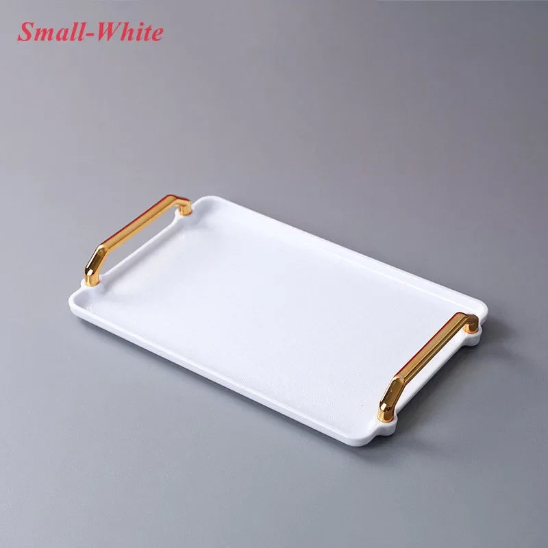Bandeja retangular plástica de luxo, Bandejas de armazenamento para café, doces, caneca, frutas, sobremesa, festa, casa, organizador de cozinha