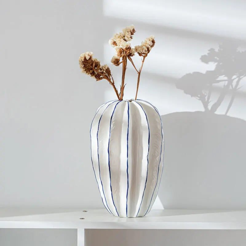Vaso cerâmico nórdico para decoração Simulação de carambola Fruta Vasos de porcelana Arranjo de flores secas Acessórios de escritório Casa