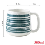 Copo cerâmico com leite matinal com alça, estilo tradicional, suco, café, cerveja, sopa, chá da tarde, escritório, presente para pessoas, 500ml