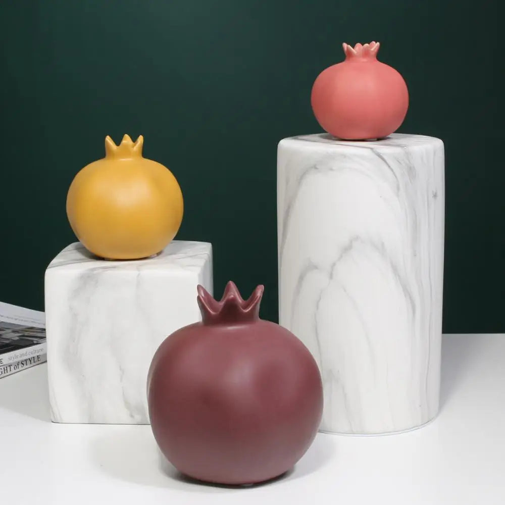 Figuras de cerâmica de romã, criativas, nórdicas, cor sólida, fosco, decoração de sala de estar, prateleira de parede, artesanato, decoração de quarto, vaso de flores