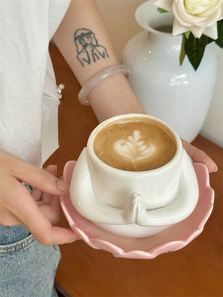 Ahunderjiaz-canecas de cerâmica amarelas bonitos, porta-copos de café, utensílios domésticos, decorações home, Copa Kawaii