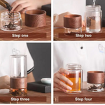 Garrafa de água de vidro com filtro de chá infusor separação de chá parede dupla garrafa de vidro garrafa de água leakproof viagem drinkware