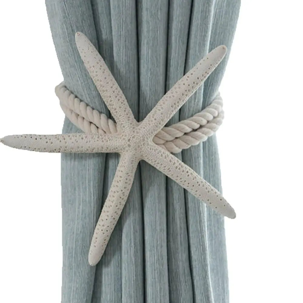 Natural Starfish Curtain Tie Rope, Criativa Nordic Curtain Buckle, Laço de fixação estável para sala de estar