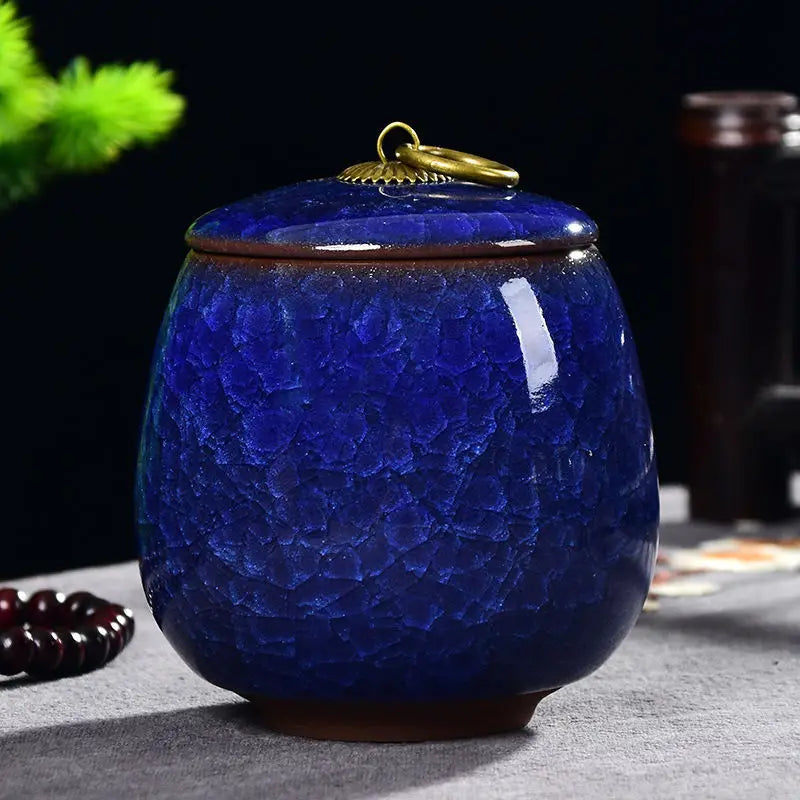 Criativo Ice Crack Cerâmica Chá Caddy, Mini Portátil Selado Jar, Castiçal, Vela Frasco com Tampa, Caixa De Jóias, Porcelana, Home Decor