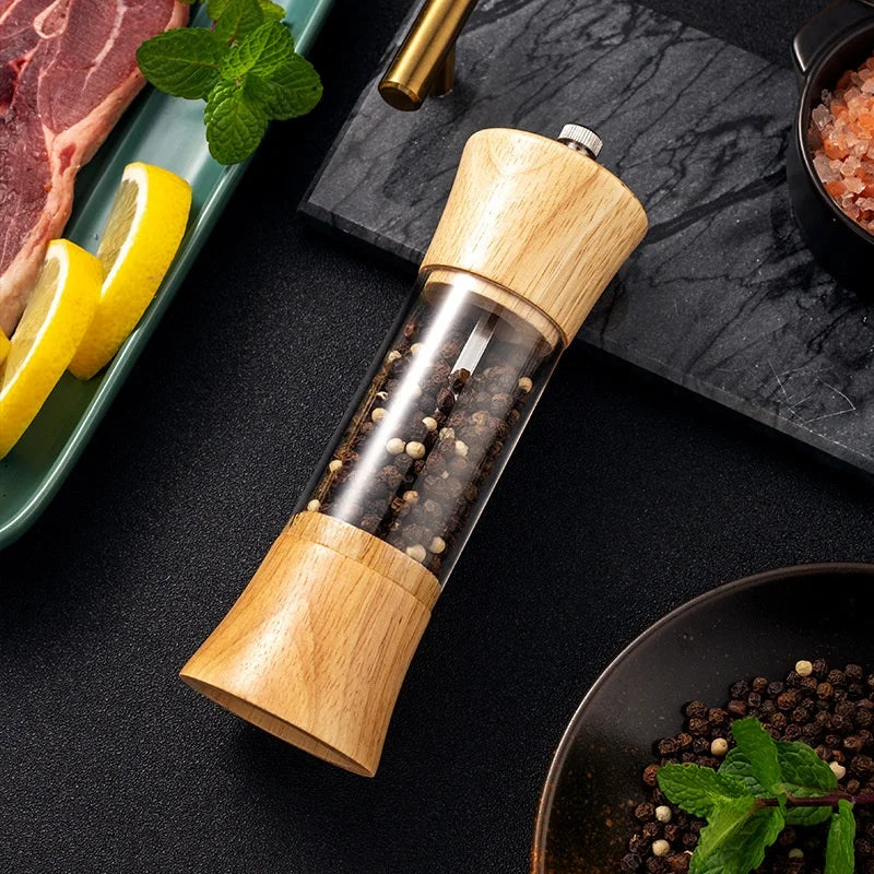 Moinhos De Núcleo De Cerâmica De Madeira Com Base, Moedor Manual, Ferramenta De Cozinha Multifuncional, Fit Para Especiarias, Sal, Pimenta, Churrasco, 6"