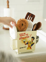 AhenderJiaz-Francês Vintage Talheres Balde De Armazenamento, Prateleira De Cozinha Doméstica, Multifuncional Pendurado Na Parede, Conjunto De Tubo De Pauzinha