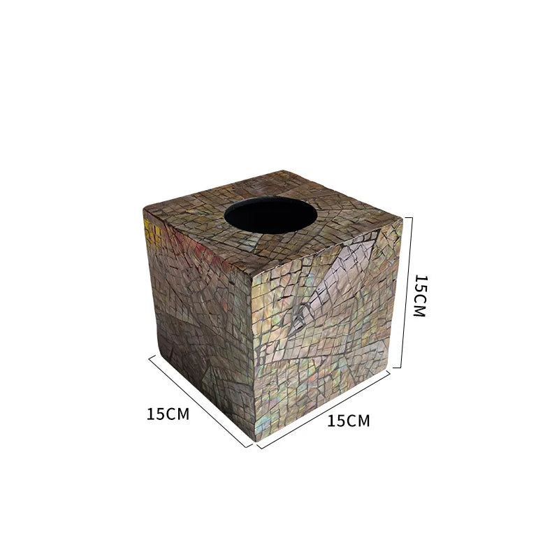 Ahunderjiaz-Caixa de tecido de concha colorida criativa, organizador de tecido, sala de estar, enfeites de mesa, decoração de casa