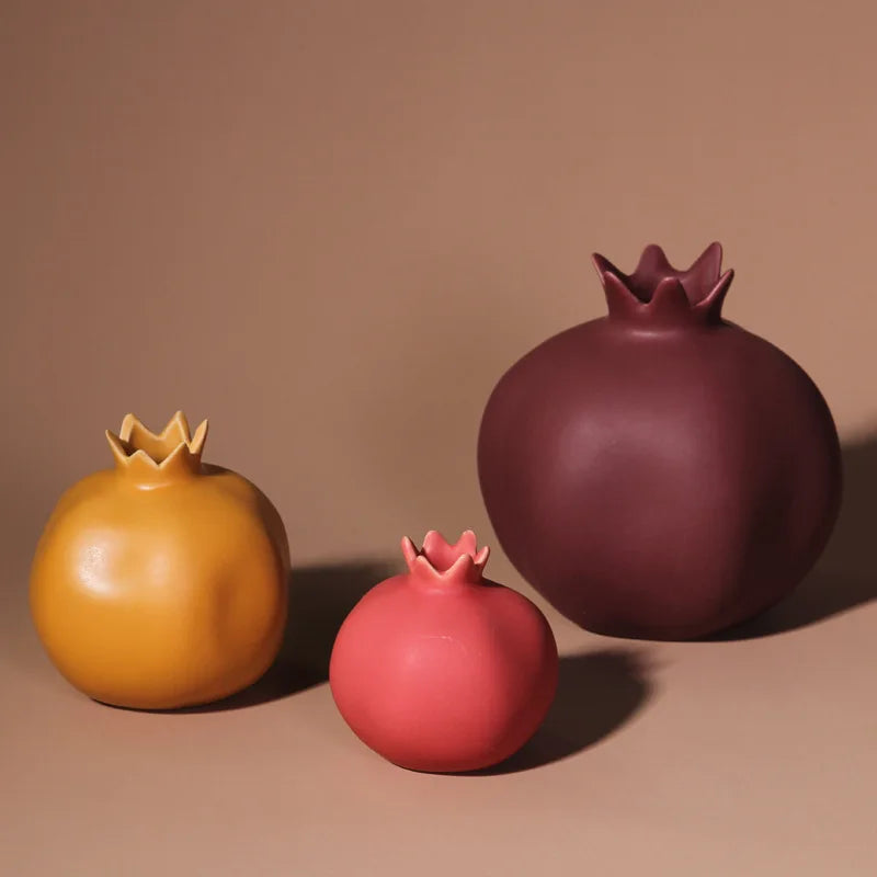 Figuras de cerâmica de romã, criativas, nórdicas, cor sólida, fosco, decoração de sala de estar, prateleira de parede, artesanato, decoração de quarto, vaso de flores