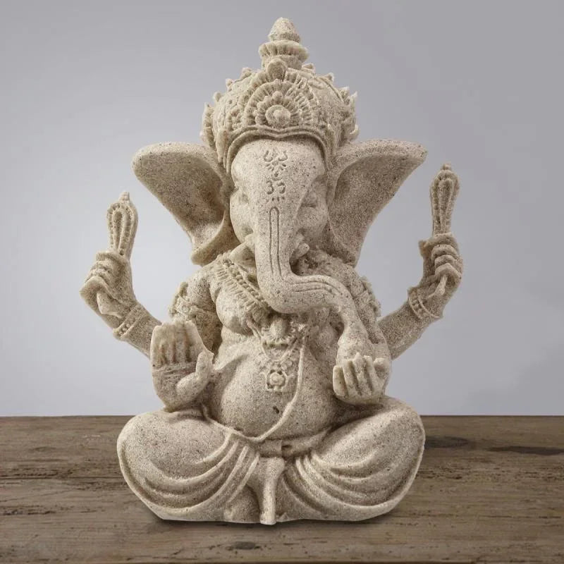 Sandstone buddha buddha estátua, handmade elefante estatueta, acessórios de decoração