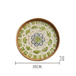 Bandeja redonda de vime feita à mão, concha colorida, bandeja de armazenamento, convidado doméstico, sala de jantar, decoração de mesa, decoração de casa
