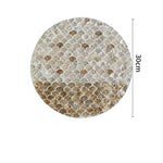 Vintage americano Rattan redonda Shell bandeja, café e comida ocidental isolamento almofada, bandejas de armazenamento criativas, sala de estar