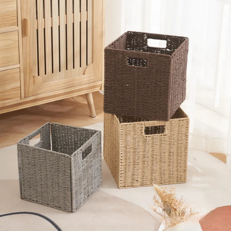 Caixas De Armazenamento De Cubo De Tecido com Alça, Cesta Dobrável, Organizador, Lavanderia, Móveis, Prateleiras no Armário