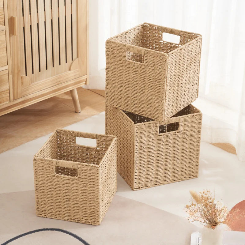 Caixas De Armazenamento De Cubo De Tecido com Alça, Cesta Dobrável, Organizador, Lavanderia, Móveis, Prateleiras no Armário