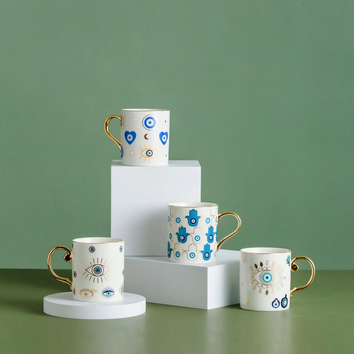 Hamsa Mão de Fátima Criativa Caneca De Café De Cerâmica, Copo De Novidade De Leite Turco, Olho Azul Malvado, Presentes Para Casais