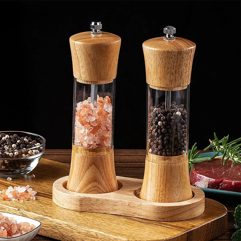 Moinhos De Núcleo De Cerâmica De Madeira Com Base, Moedor Manual, Ferramenta De Cozinha Multifuncional, Fit Para Especiarias, Sal, Pimenta, Churrasco, 6"