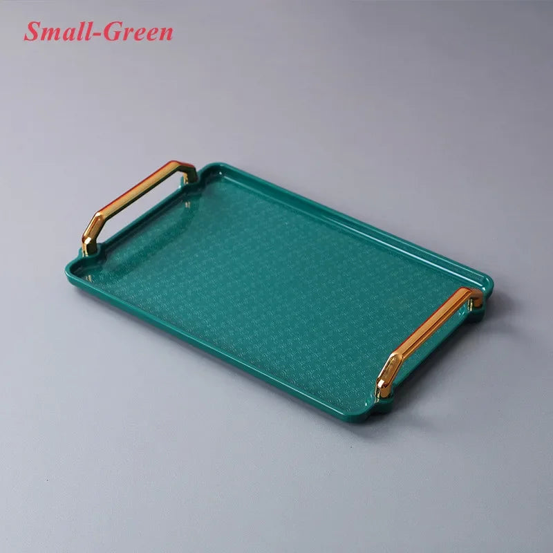 Bandeja retangular plástica de luxo, Bandejas de armazenamento para café, doces, caneca, frutas, sobremesa, festa, casa, organizador de cozinha