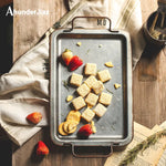 Bandeja retro do armazenamento do ferro forjado do metal com punho, bandeja da sobremesa do pão, decoração clássica home, tiro suportes, novo