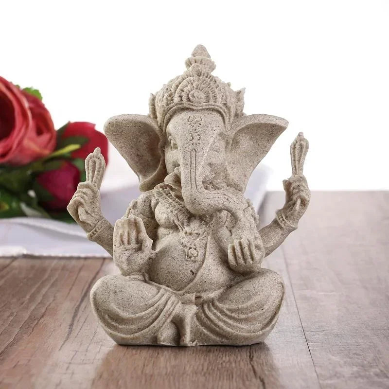 Sandstone buddha buddha estátua, handmade elefante estatueta, acessórios de decoração