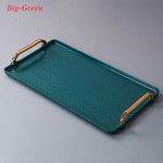 Bandeja retangular plástica de luxo, Bandejas de armazenamento para café, doces, caneca, frutas, sobremesa, festa, casa, organizador de cozinha