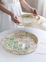 Ahunderjiaz-Prato De Frutas De Casa Redonda De Luxo Leve Shell, Armazenamento De Jóias, Bandeja De Decoração, Estilo Escandinavo, Decoração De Casa