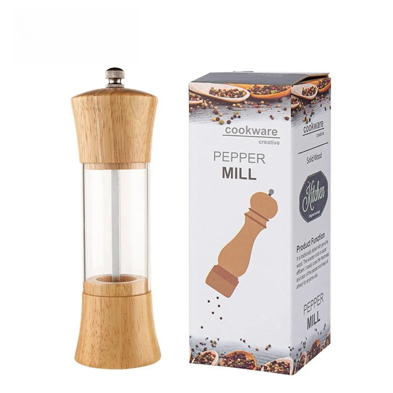 Moinhos De Núcleo De Cerâmica De Madeira Com Base, Moedor Manual, Ferramenta De Cozinha Multifuncional, Fit Para Especiarias, Sal, Pimenta, Churrasco, 6"