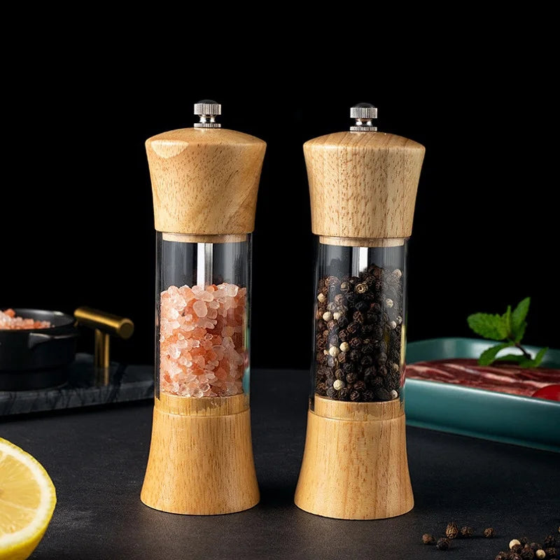 Moinhos De Núcleo De Cerâmica De Madeira Com Base, Moedor Manual, Ferramenta De Cozinha Multifuncional, Fit Para Especiarias, Sal, Pimenta, Churrasco, 6"
