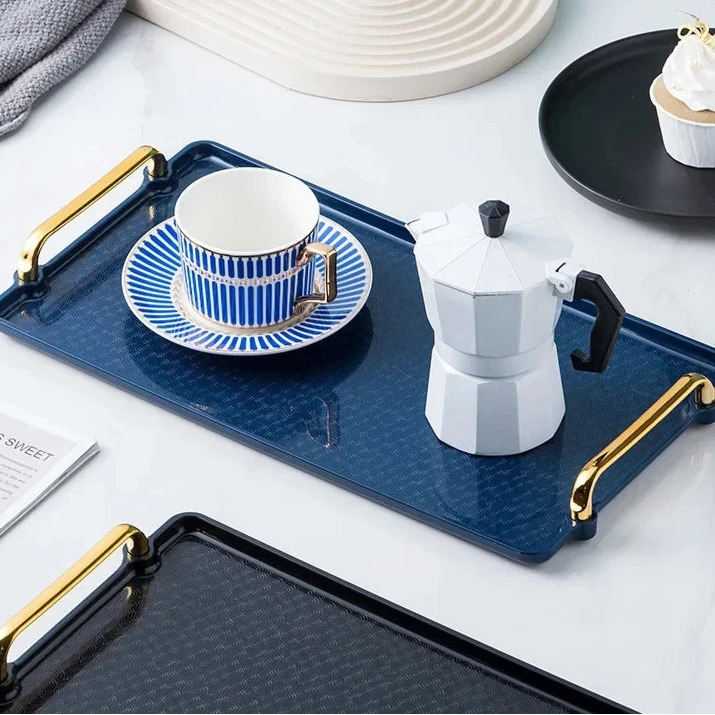Bandeja retangular plástica de luxo, Bandejas de armazenamento para café, doces, caneca, frutas, sobremesa, festa, casa, organizador de cozinha