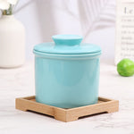 Copo cerâmico com tanque de óleo amarelo, Água selada com tampa, Tanque selado queijo, Caixa de manteiga estilo ocidental criativo