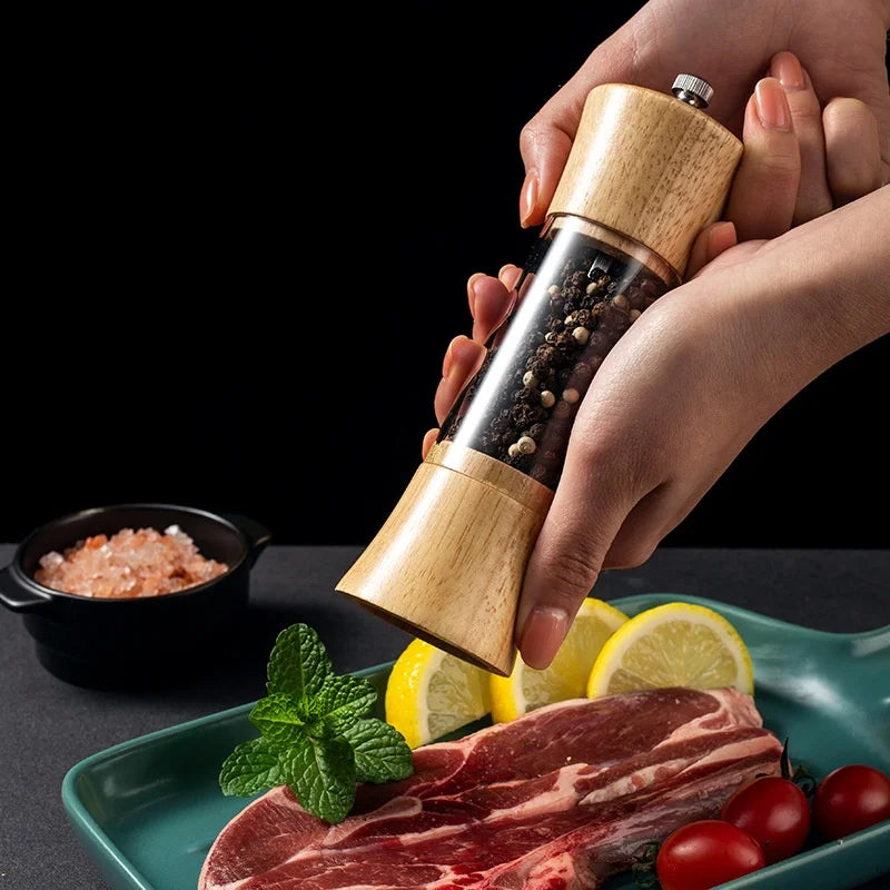 Moinhos De Núcleo De Cerâmica De Madeira Com Base, Moedor Manual, Ferramenta De Cozinha Multifuncional, Fit Para Especiarias, Sal, Pimenta, Churrasco, 6"